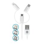 Câble de Charge et Synchro - iPhone/Android - 3 en 1 - Gris - Forever – Image 2