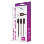 Câble de Charge et Synchro - iPhone/Android - 3 en 1 - Noir - Setty