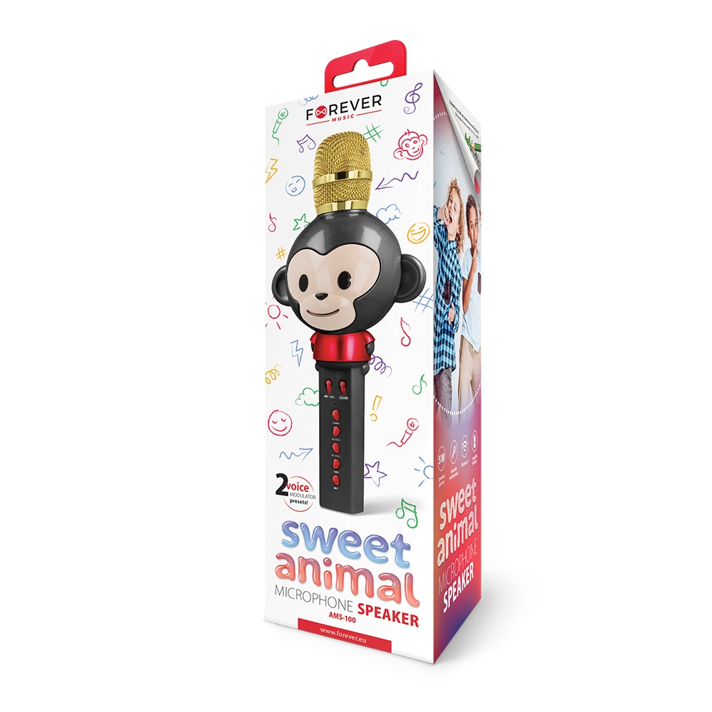 ams-100-1-noir-1_201956133042_large Micro et enceinte Bluetooth - Sweet Animal - Noir - AMS-100 - Forever – Image 1