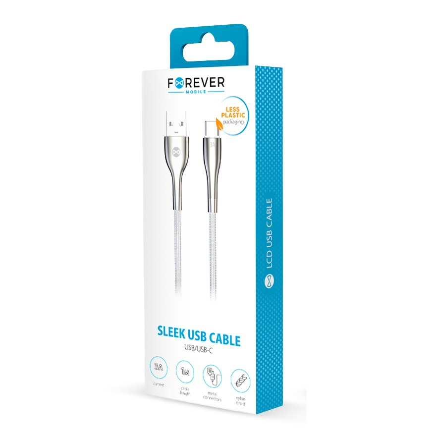 forever-cable-sleek-usb-usb-c-1_2023119205235_large Câble de Charge et Synchro - USB vers USB-C - 1m 3A Sleek - Forever – Image 1
