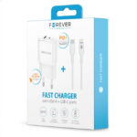 Chargeur secteur 1xUSB 1xUSB-C + Câble USB-C Lightning - 20W - Forever