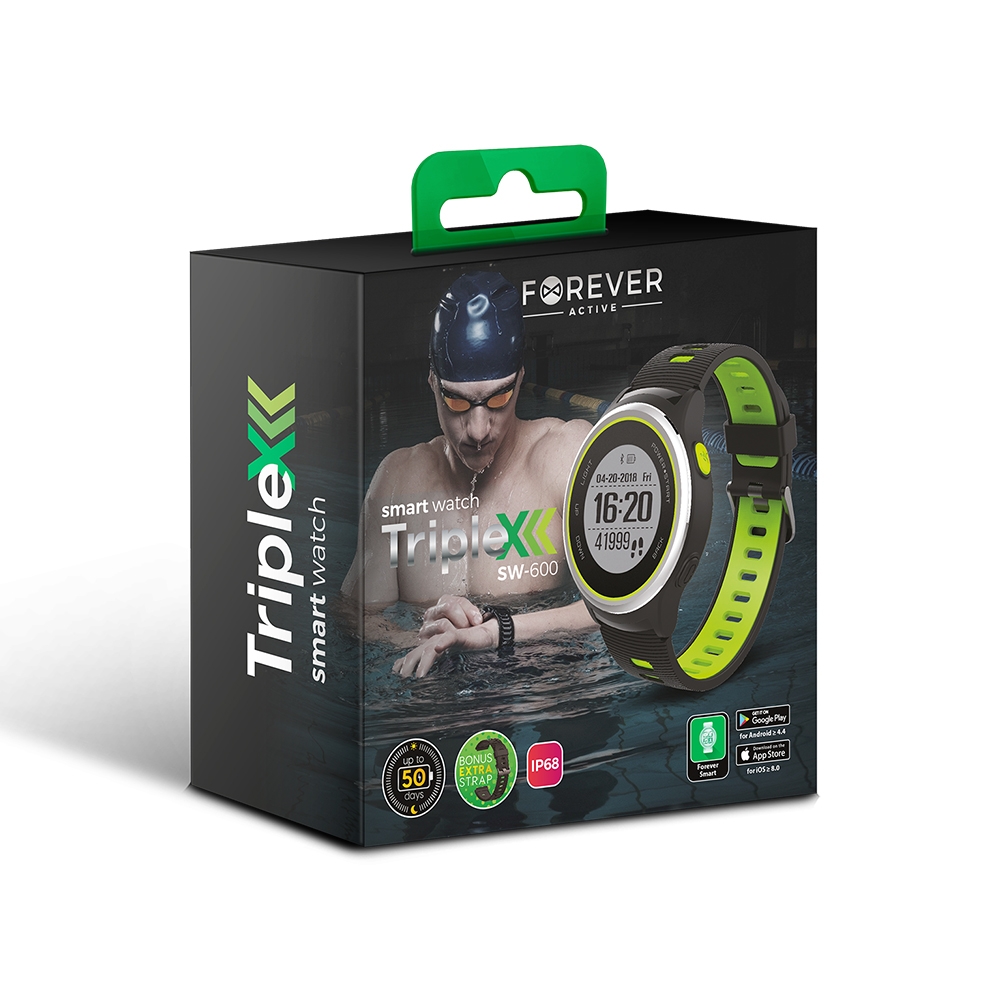 sw-600-montre-connectee-bluetooth-forever-vert-1_20195894157_large Montre connectée bluetooth - TripleX - SW-600 - Noir/Vert - Forever – Image 1