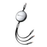 Câble de Charge Rétractable 3 en 1 USB/Light+2xUSB-C - 1.2m 100w - Forever – Image 2