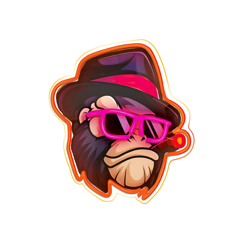 416854_oryg_202531120722_large-1.jpg Néon ART LED mural - Gangsta monkey – Image 1