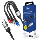 Câble 6 en 1 USB-A/USB-C vers Micro USB/USB-C/Lightning  1.2m 18W - Hyper Cable N-SERIES - Noir - 3mk
