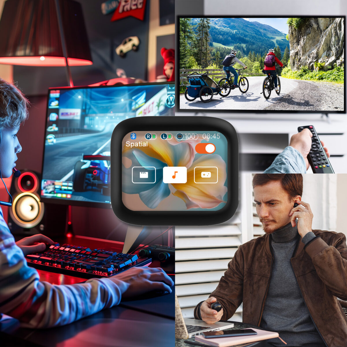 Ecouteurs Bluetooth avec ANC+ENC et écran – TWSS-500 – noir – Forever – Image 10