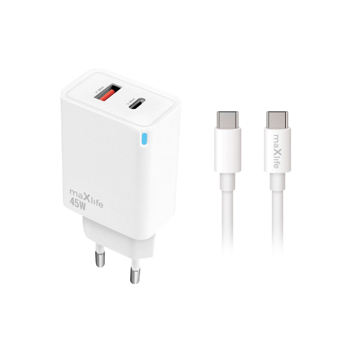 Pack Smartphone/Laptop - Chargeur secteur + Câble USB-C - 45W - Maxlife – Image 2