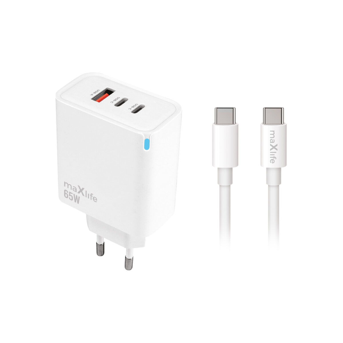 Pack Smartphone/Laptop - Chargeur secteur + Câble USB-C - 65W - Maxlife – Image 2