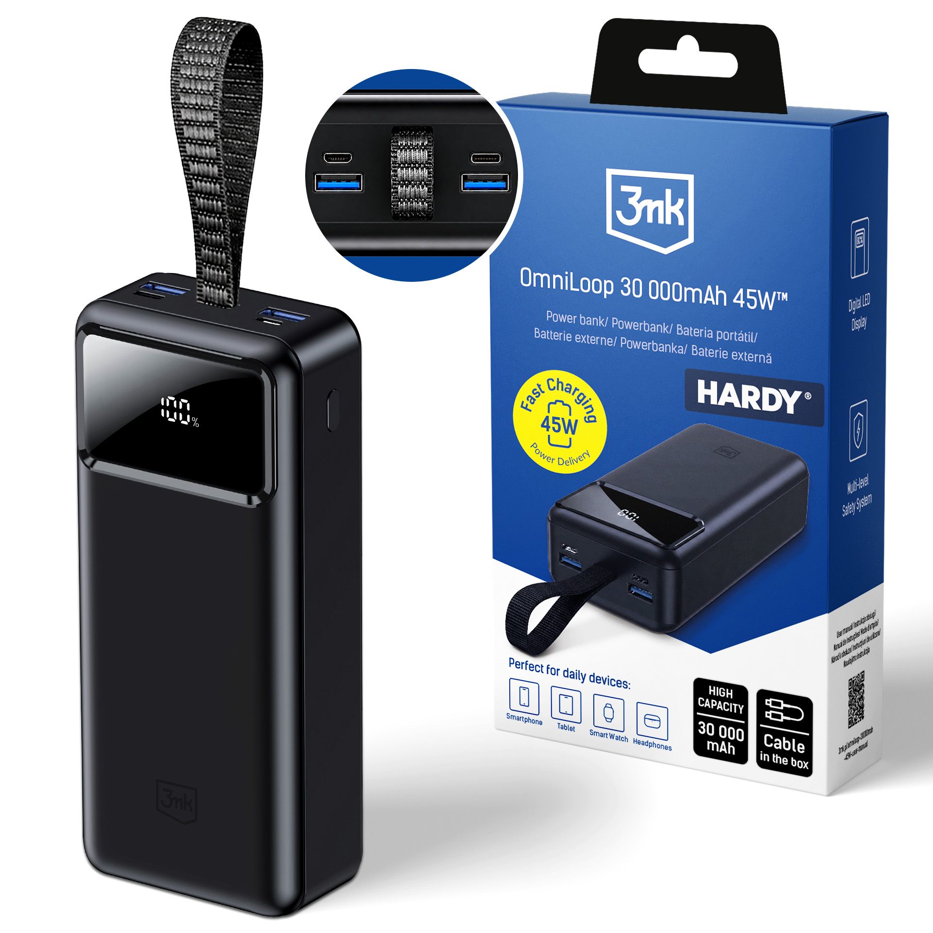 omniloop-powerbank-30000-mah-3mk-1 Batterie de secours 30000mAh - OmniLoop 45W - 3mk – Image 1